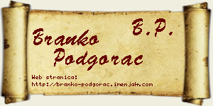 Branko Podgorac vizit kartica